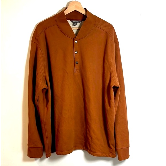 Eddie Bauer Other - Eddie Bauer Men’s Rust Orange Long  Sleeve 1/4 Button Crewneck Sweater